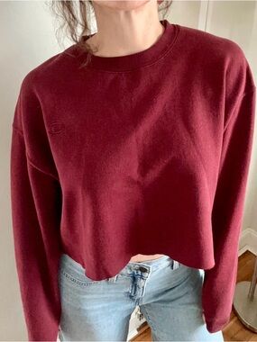 Cropped Maroon Champion Crewneck Sweatshirt (size XL, but I’m a medium)